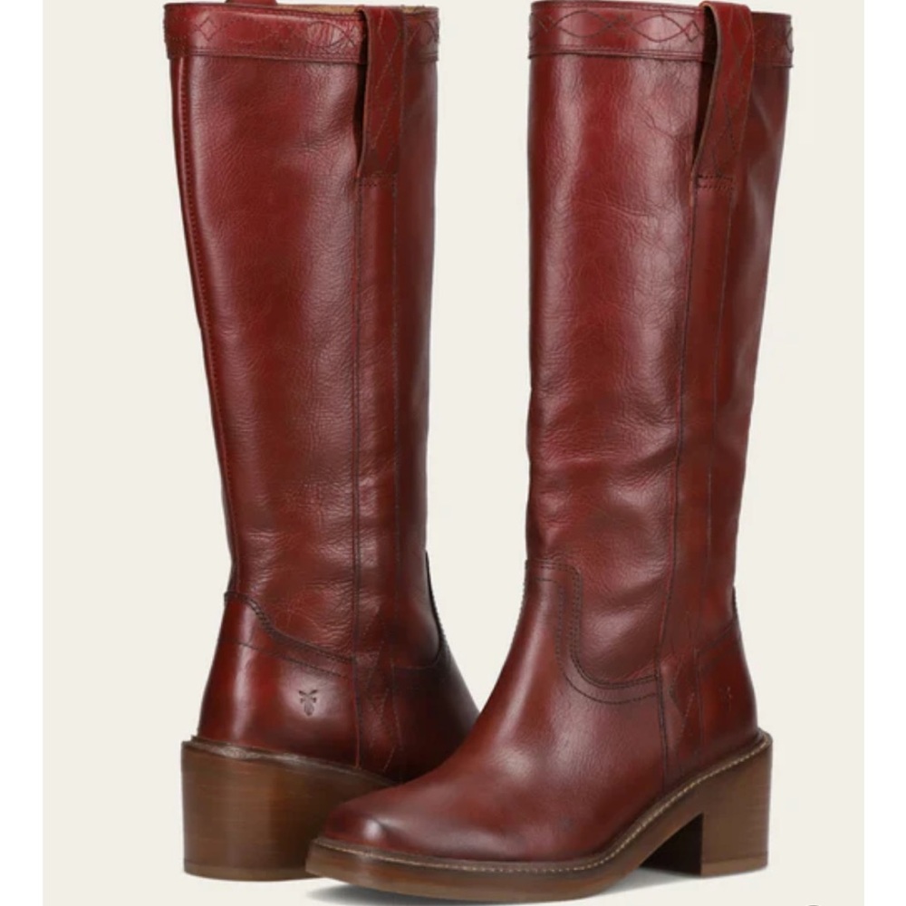 Frye Kate Pull On Leather Merlot Boots Size 9